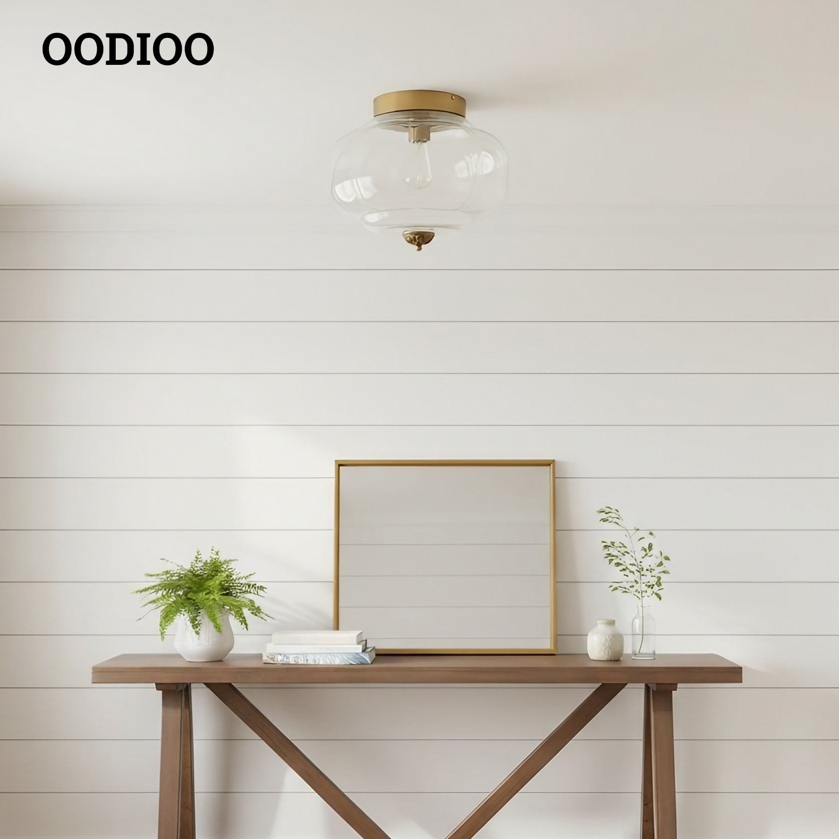 Eloise Retro Milk Glass Semi Flush Mount Ceiling Light