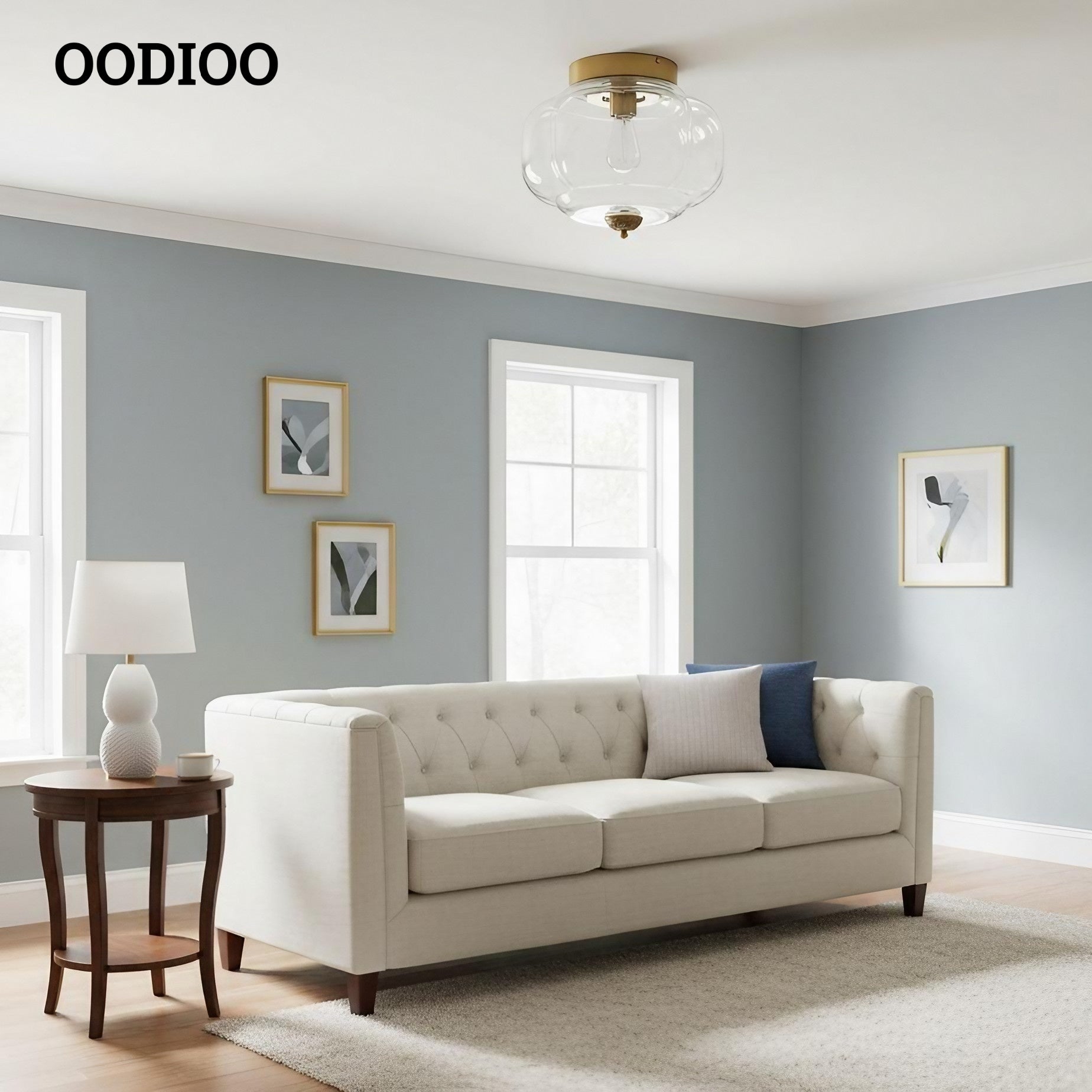 Eloise Retro Milk Glass Semi Flush Mount Ceiling Light