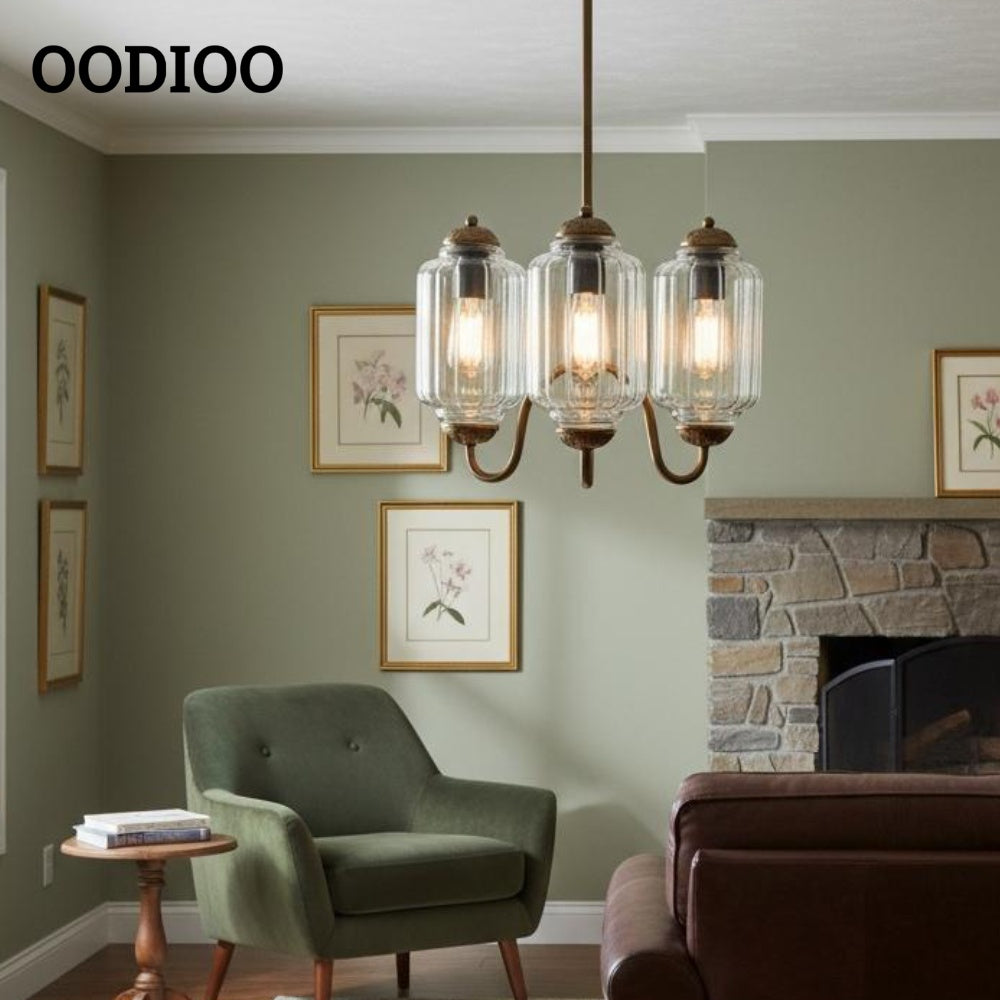 Three-Light Eloise Vintage Chandelier With Milk Glass Shades