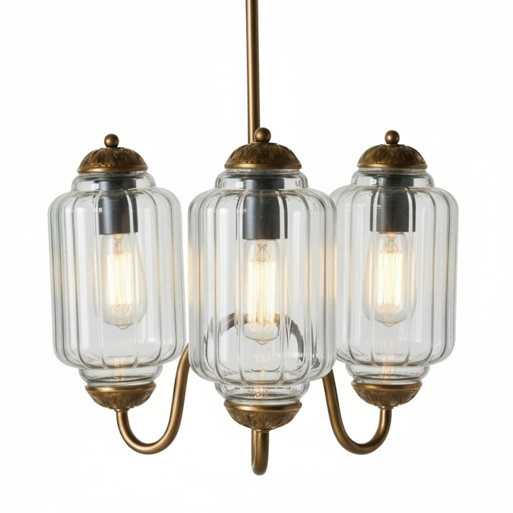 Three-Light Eloise Vintage Chandelier With Milk Glass Shades