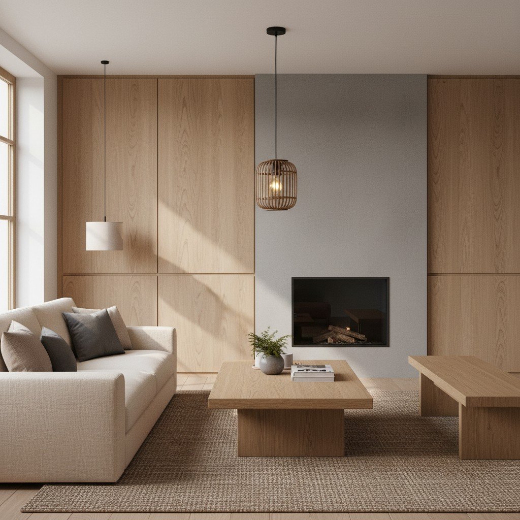 Yumeko Adjustable Bamboo Pendant Lamp - Natural Cage Ceiling Light Perfect for Living & Dining Rooms