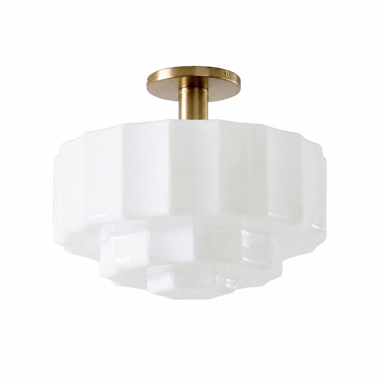 Vexrona Tiered Glass Shade Flush Mount – Contemporary Lighting for Bedrooms and Hallways