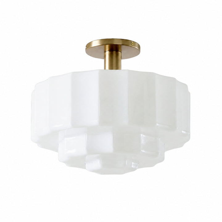 Vexrona Tiered Glass Shade Flush Mount – Contemporary Lighting for Bedrooms and Hallways