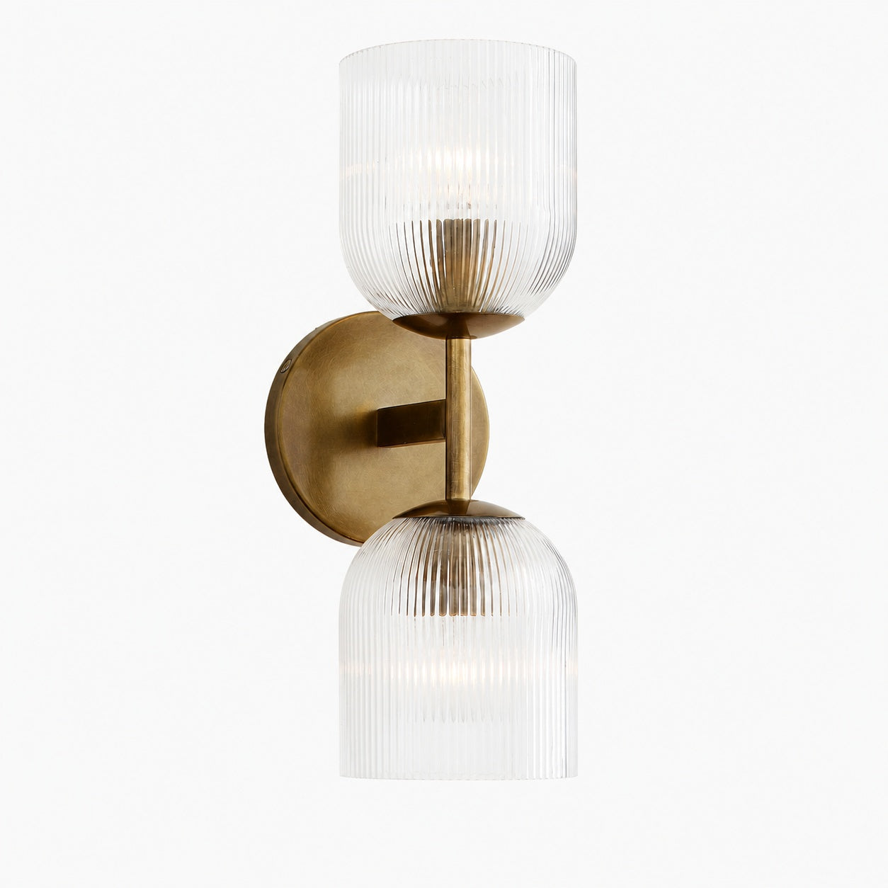 Bravira Ribbed Glass Sconce - Metal Wall Light with Clear Glass Shade