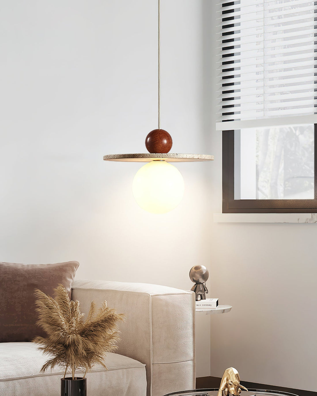 Retro Decor Cave Stone Disc Pendant Light