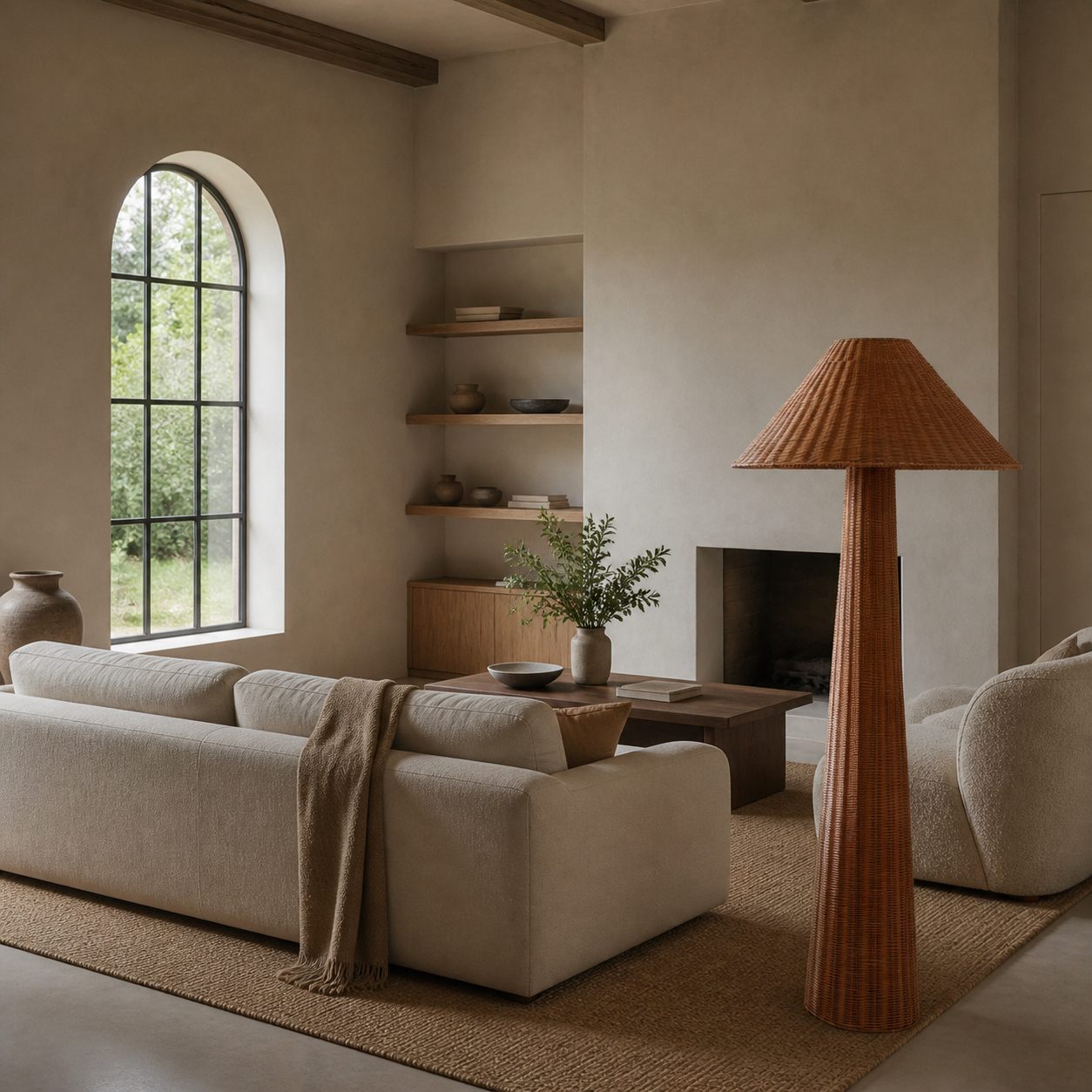 Wickara Woven Floor Lamp - Sculptural rattan design with natural rattan style, suitable for living room & bedroom