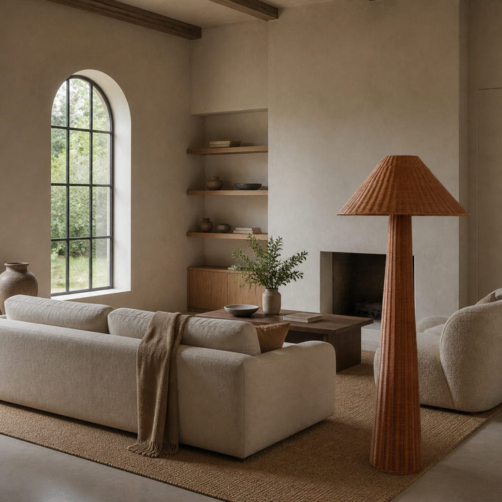 Wickara Woven Floor Lamp - Sculptural rattan design with natural rattan style, suitable for living room & bedroom