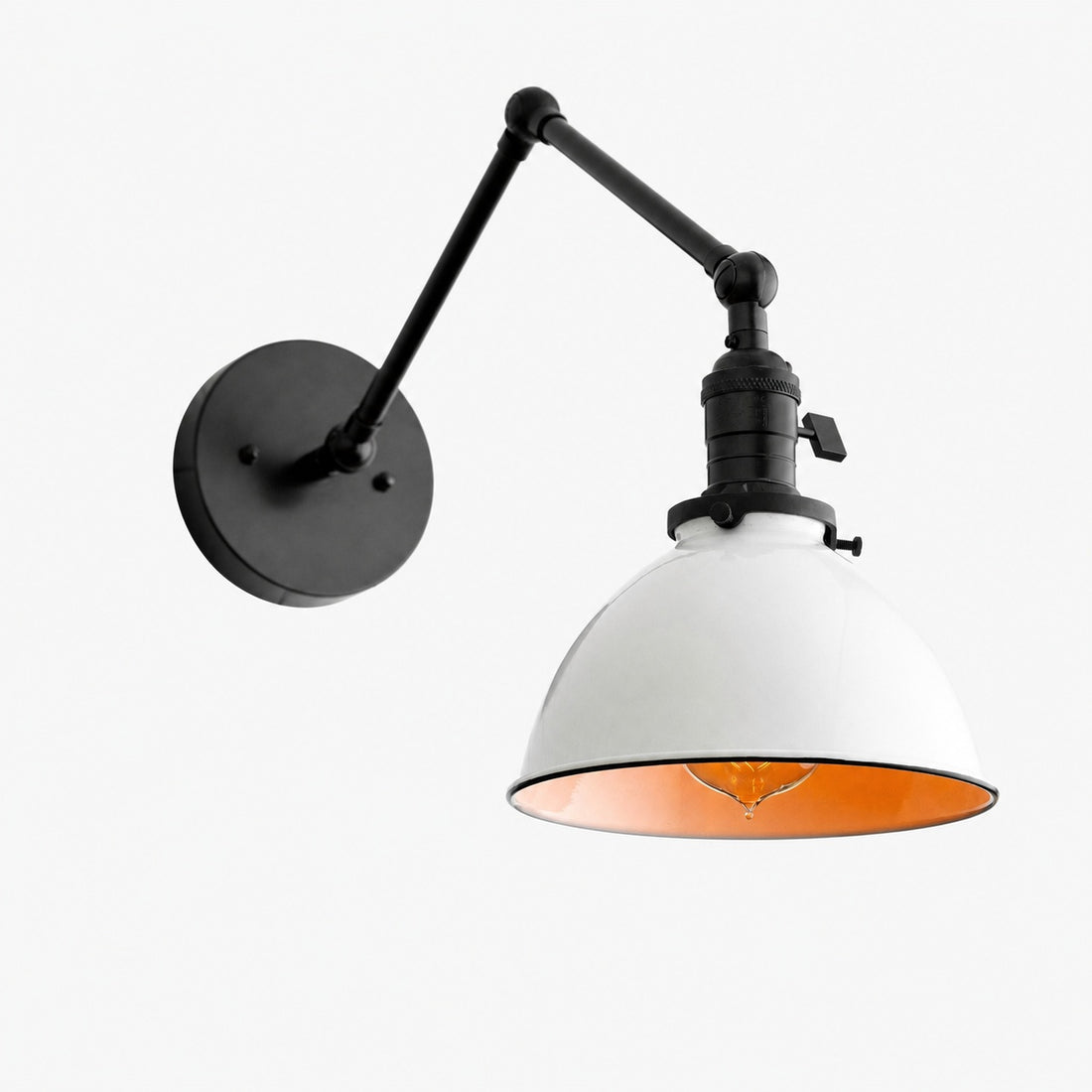 Conique Metal Vintage Industrial Swing Arm Wall Lamp - Adjustable Dome Shade for Study