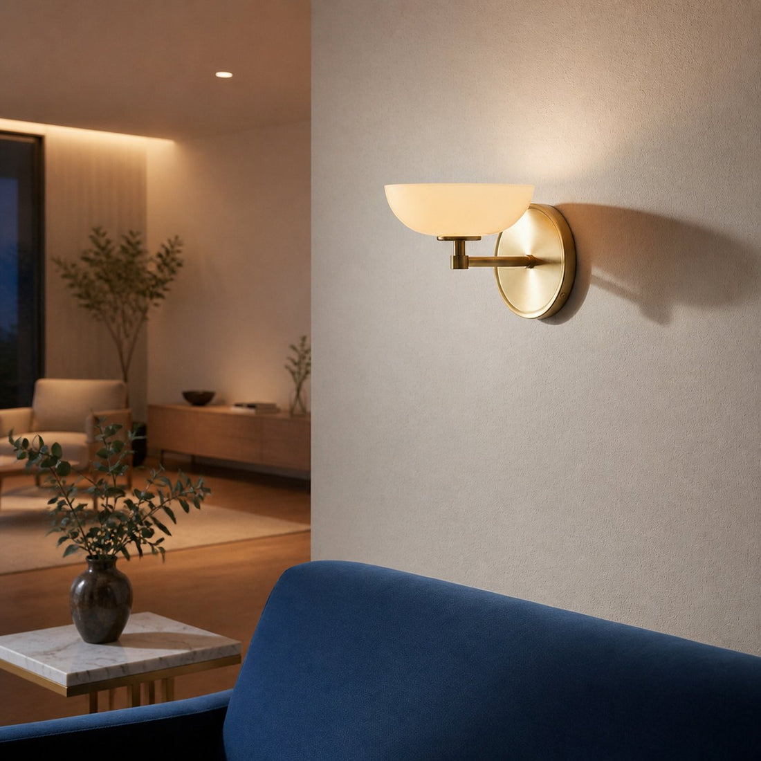 Vega Glass Wall Sconce — Minimalist Small Fixture, Contemporary Metal Accent for Hallway or Vanity