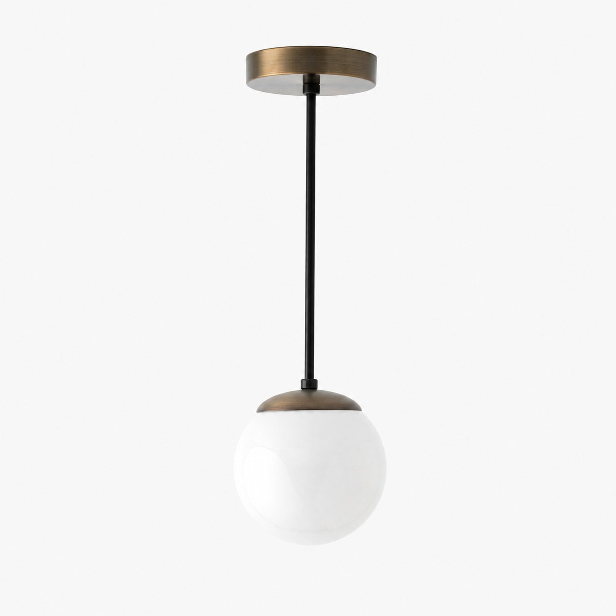 Glorica Glass White Globe Pendant Light - Mid Century Modern Glass Hanging Fixture