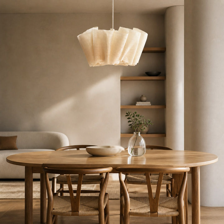 Nordic Linen Pleated  Fabric Pendant Light Lampshade