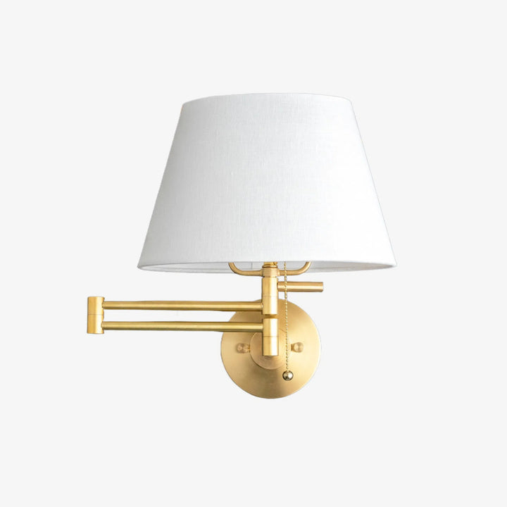 Ornato Luxe Brass Schoolhouse Sconce - Art Deco Wall Light with White Glass Shade