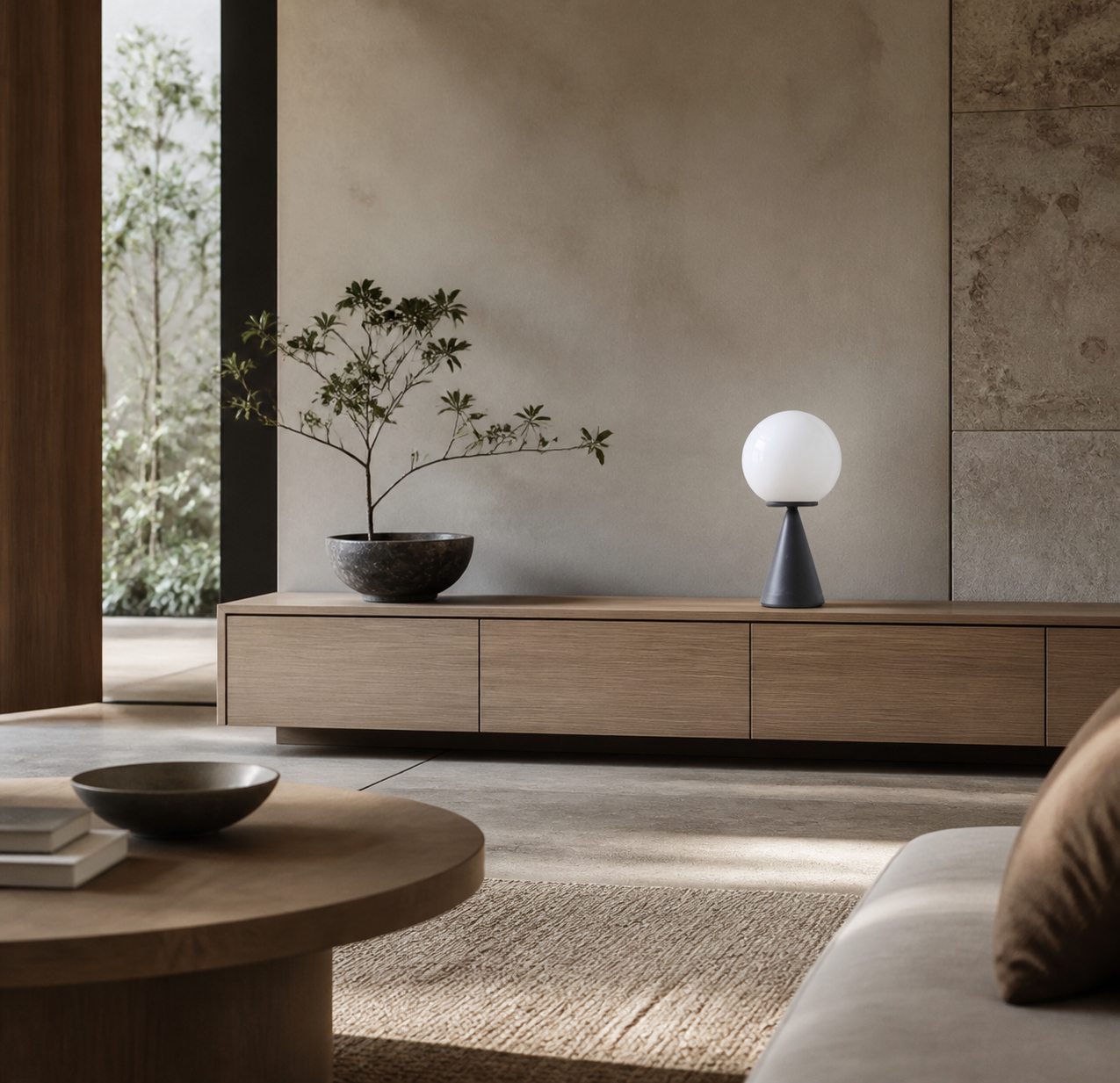 Ulvara Modern Table Lamp - Glass Globe and Tapered Base for Bedroom Glow