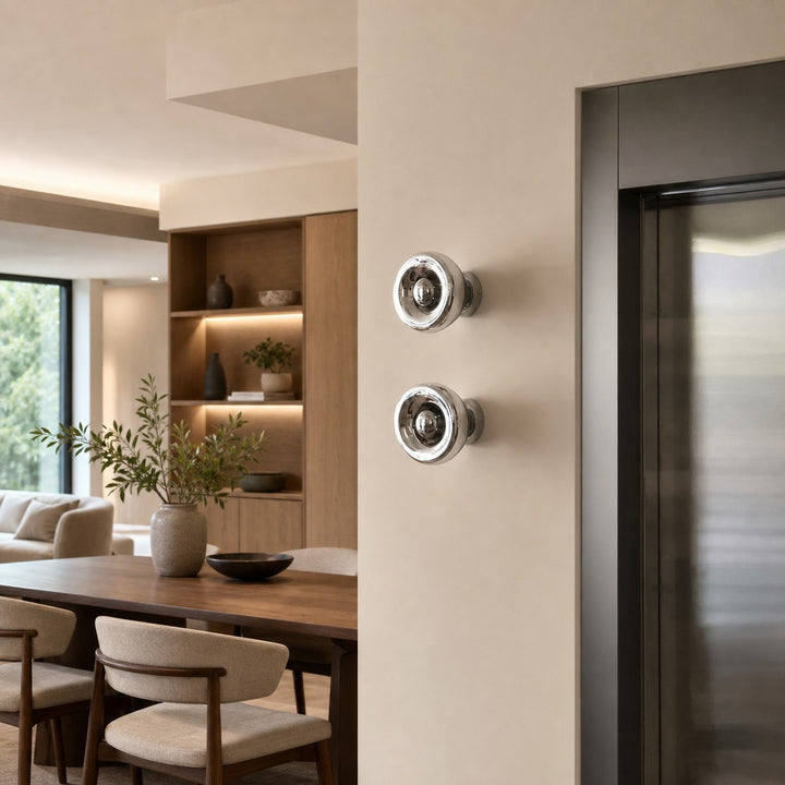 Ivoran Wall Sconce - Round Glass and Metal Modern Sconce for Modern Interiors