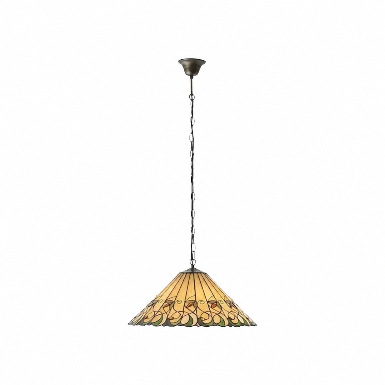 TF Jamelia Vintage Floral Stained Glass Dome Pendant Light for Dining Rooms