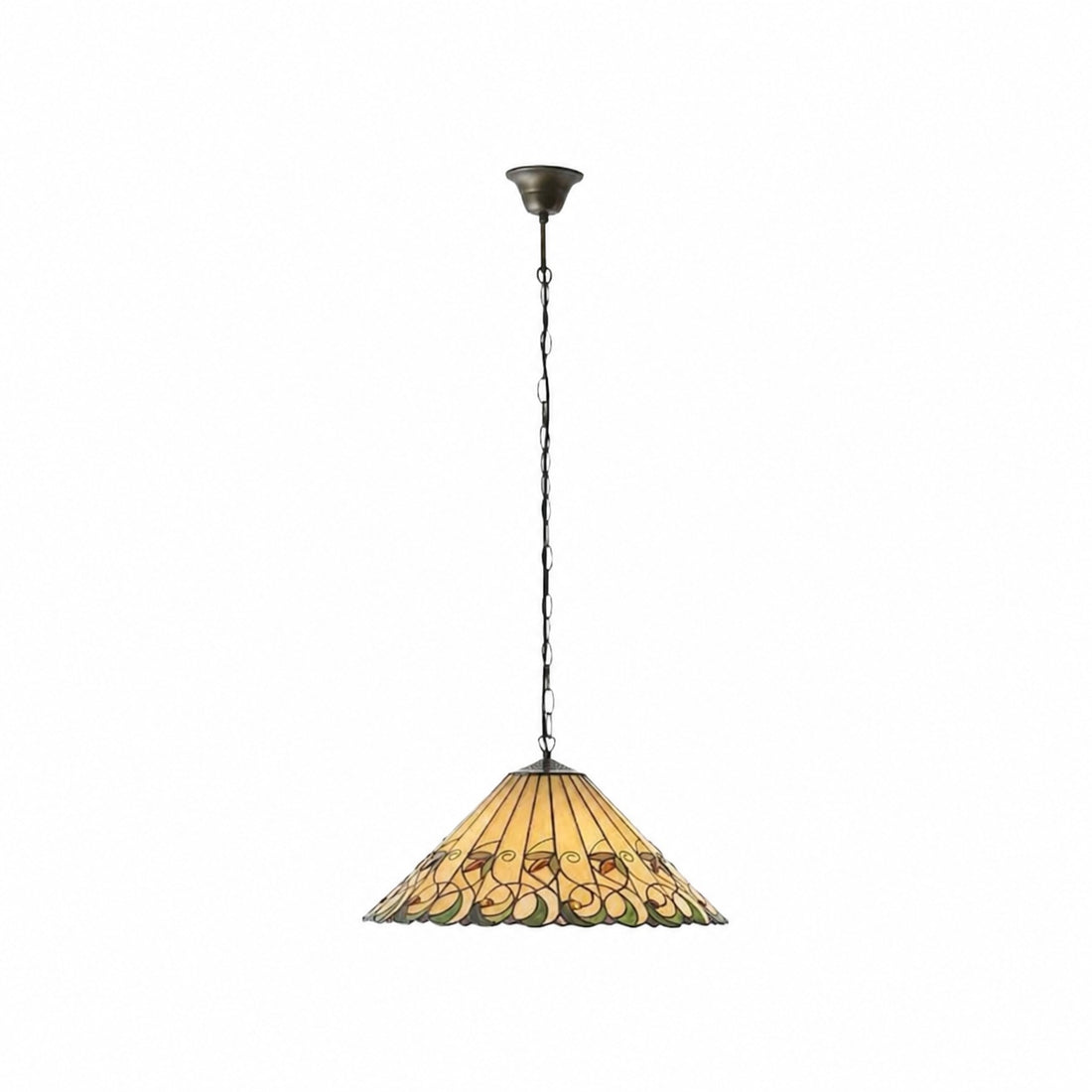 TF Jamelia Vintage Floral Stained Glass Dome Pendant Light for Dining Rooms