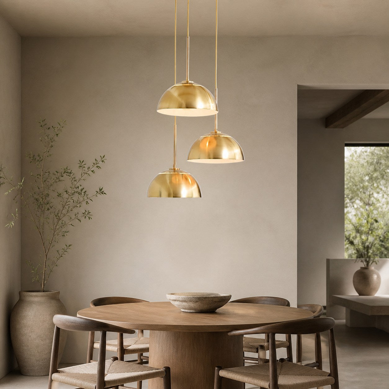 Parvion Modern Adjustable 3-Head Sculptural Metal Pendant Light