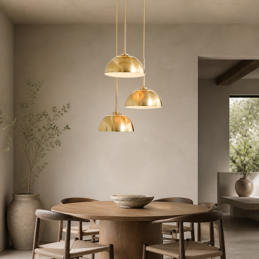 Parvion Modern Adjustable 3-Head Sculptural Metal Pendant Light