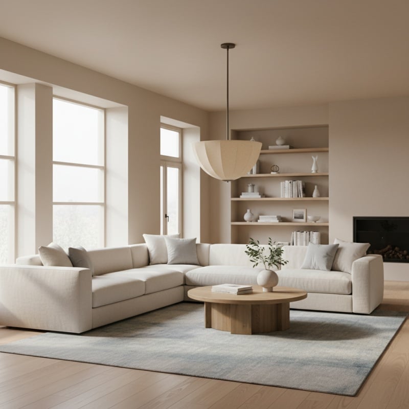 Lumarys Pendant / Flush Mount Lamp – Botanical-Inspired Linen Shade for Dining Area or Living Room