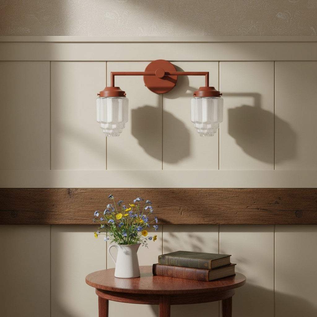 Tierlux Glass Art Deco Vanity Light - Colorful Skyscraper Globe Wall Fixture