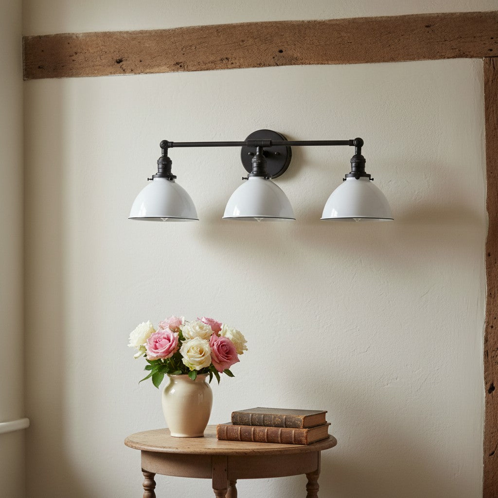 Conique Metal Dual Head Wall Fixture with Classic Shades – Industrial Vanity Lamp