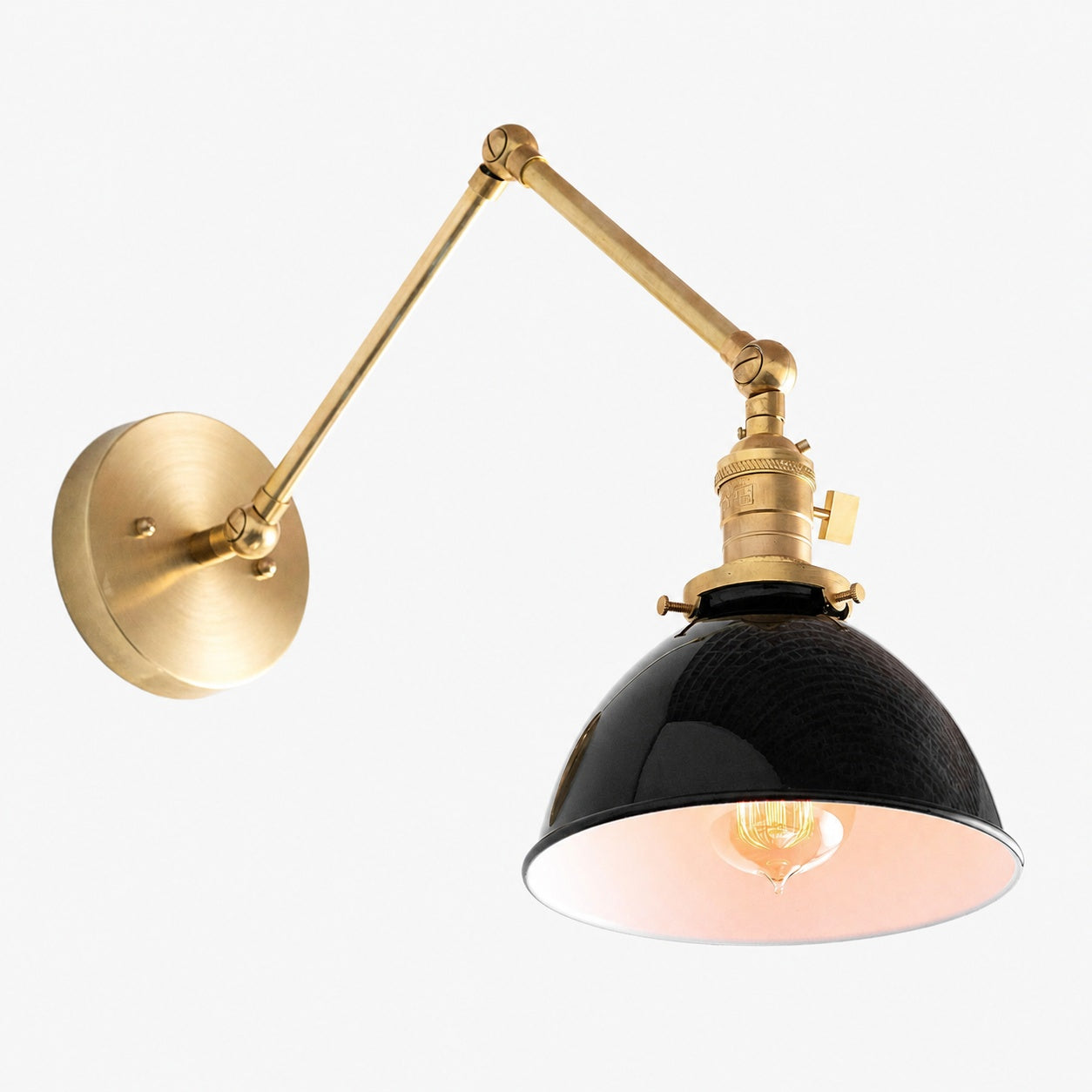 Conique Metal Vintage Industrial Swing Arm Wall Lamp - Adjustable Dome Shade for Study
