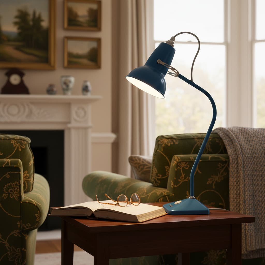 Original 1227 Vintage Style Compact Table Lamp with Metal Base for Home Accent