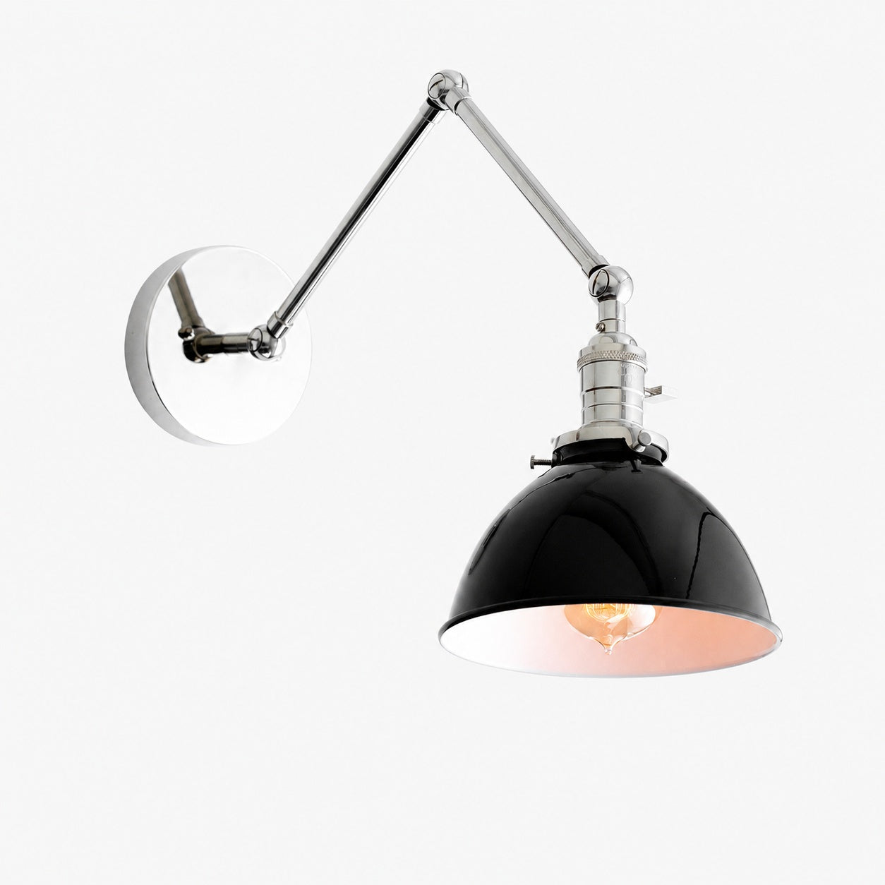 Conique Metal Vintage Industrial Swing Arm Wall Lamp - Adjustable Dome Shade for Study