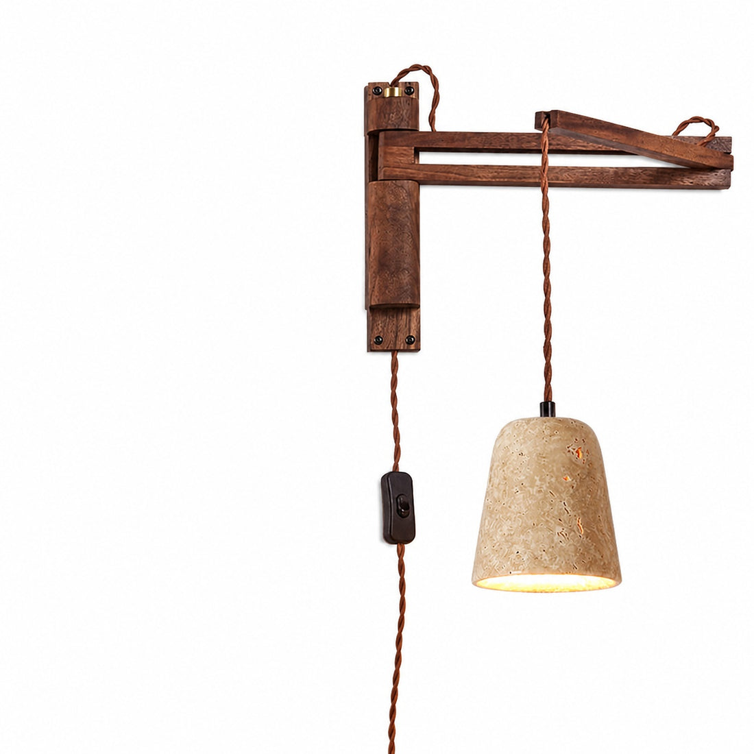Tia Travertine Swing Arm Plug-in Sconce