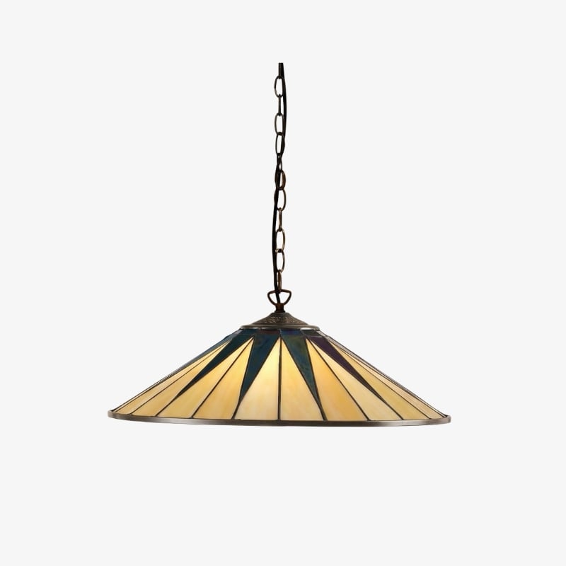 TF Dark Star Tiffany Pendant – Stained Glass Geometric Design Ceiling Light for Living Rooms