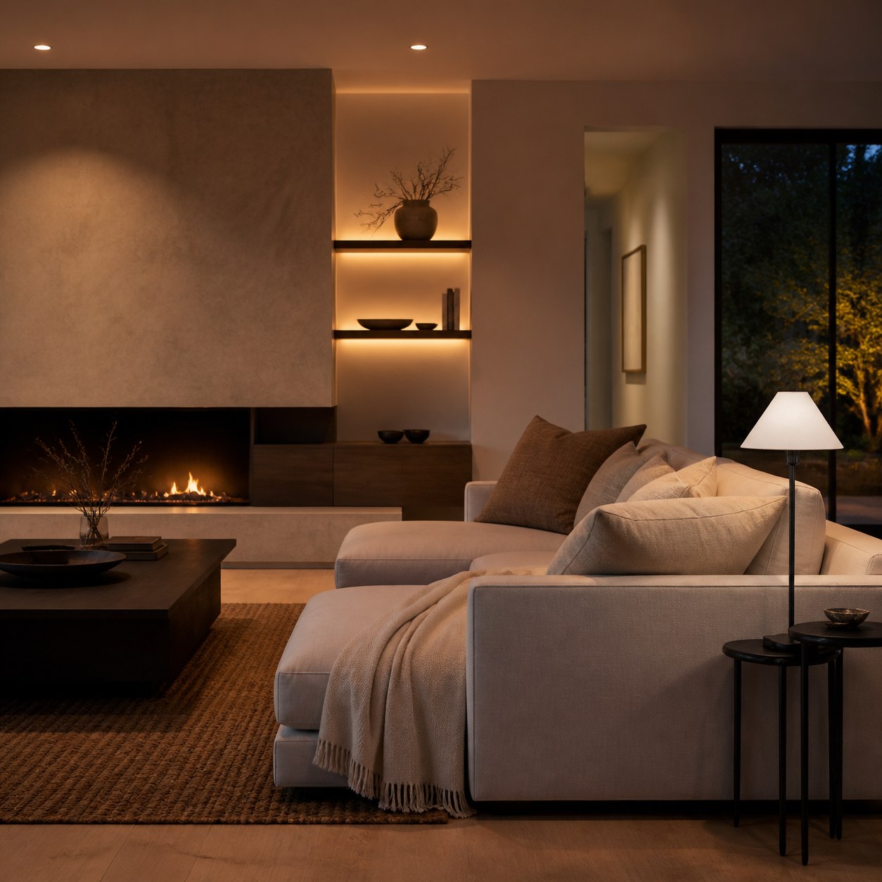 Diora Table & Floor Lamps - Linen Shade Modern Linear Style Sophisticated Accent