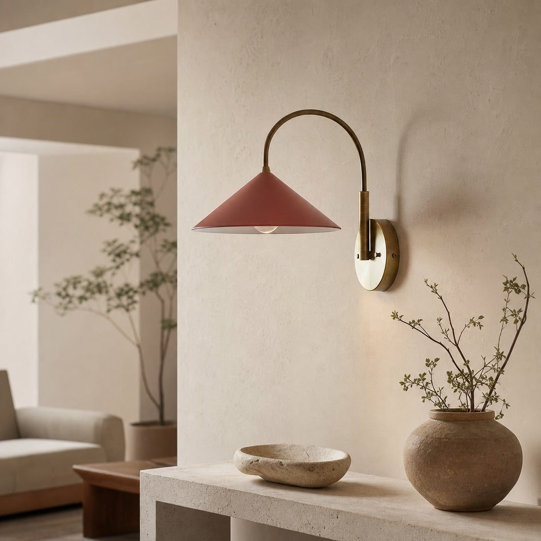 Curva Metal Vintage Wall Sconce  - Elegant Cone Shade for Bedrooms