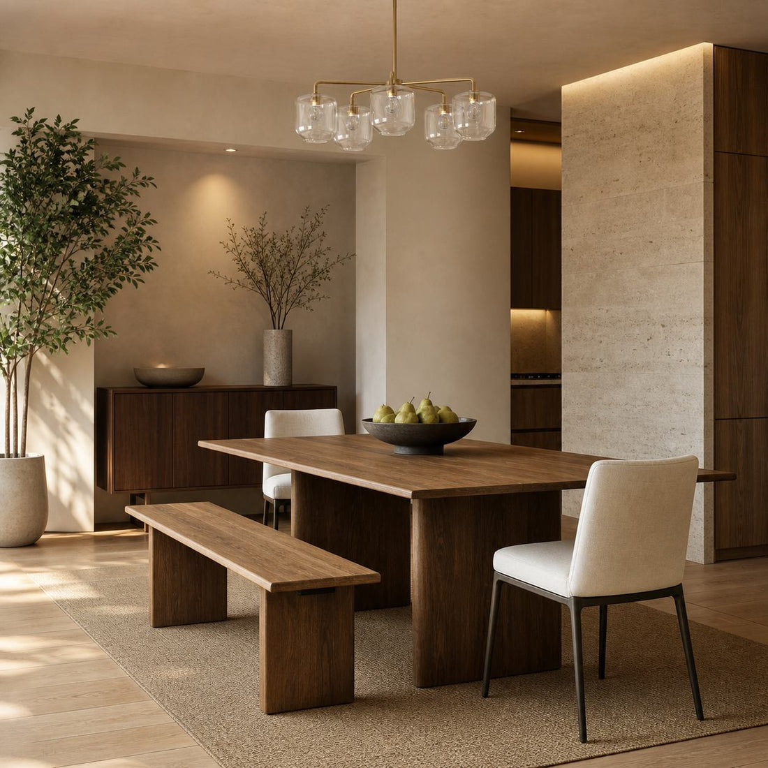 Lumivelle 5-Light Pebble Chandelier - Modern Glass Pendant Lighting