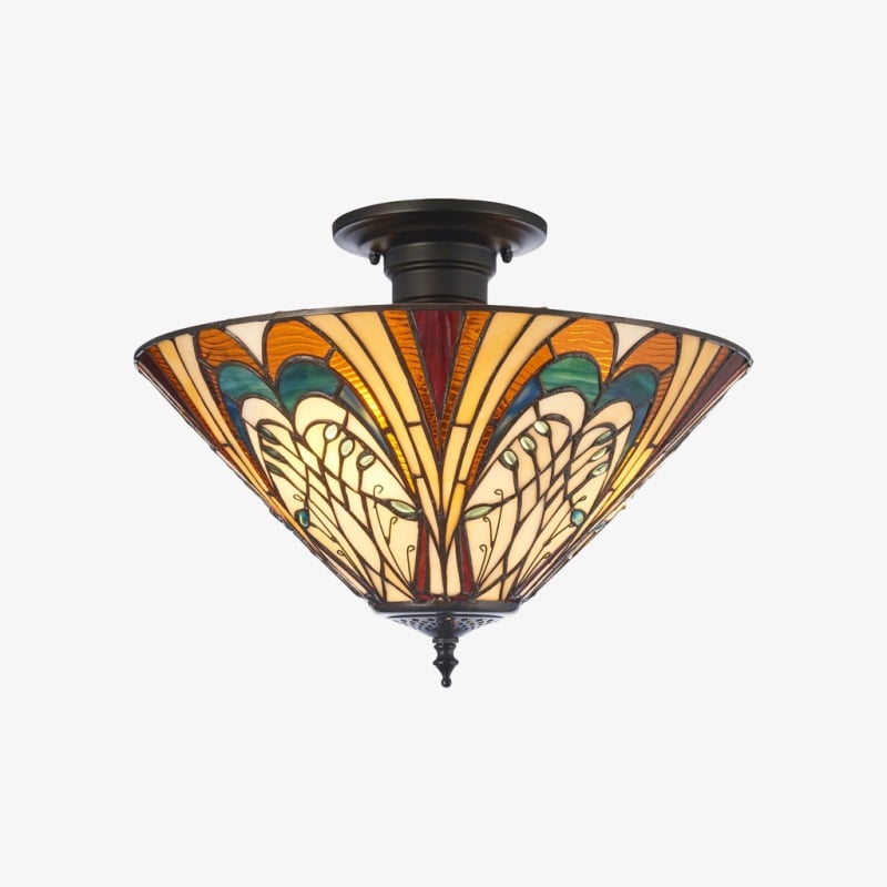 TF Hector Ceiling Light – Handcrafted Stained Glass Design Semi‑Flush or Pendant Fixture for Home