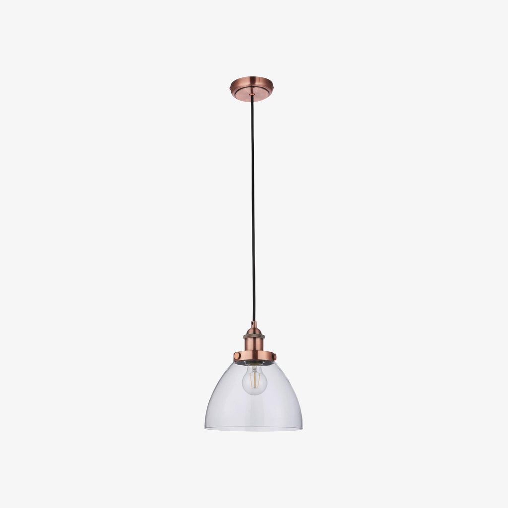 Novera Art Deco Dome Adjustable Height Glass Shade Pendant Light - Living Room