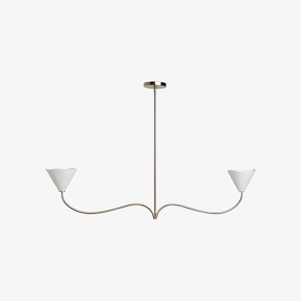 Kysara Linear Chandelier - Curved Lamp Arms and Fabric Shades are Suitable for Living Rooms or Dining Rooms