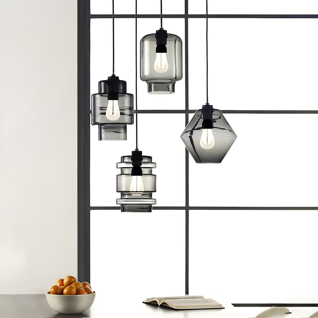 Crystalline Series Pendant Light - Blown Glass Multi Colored Glass Pendant Lamp