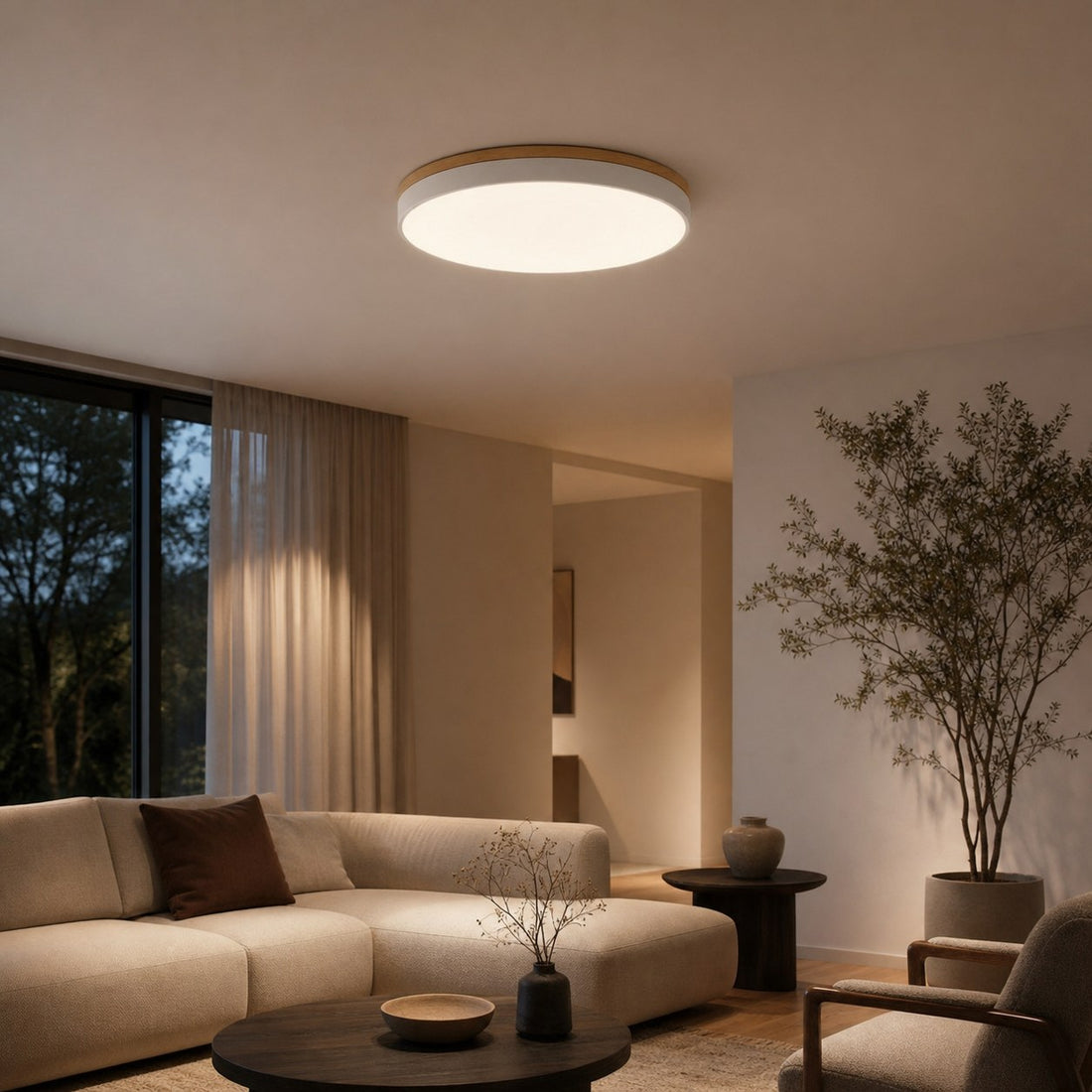 Cielora Round Flush Mount Ceiling Lamp Minimal Profile - Modern Interior Decor