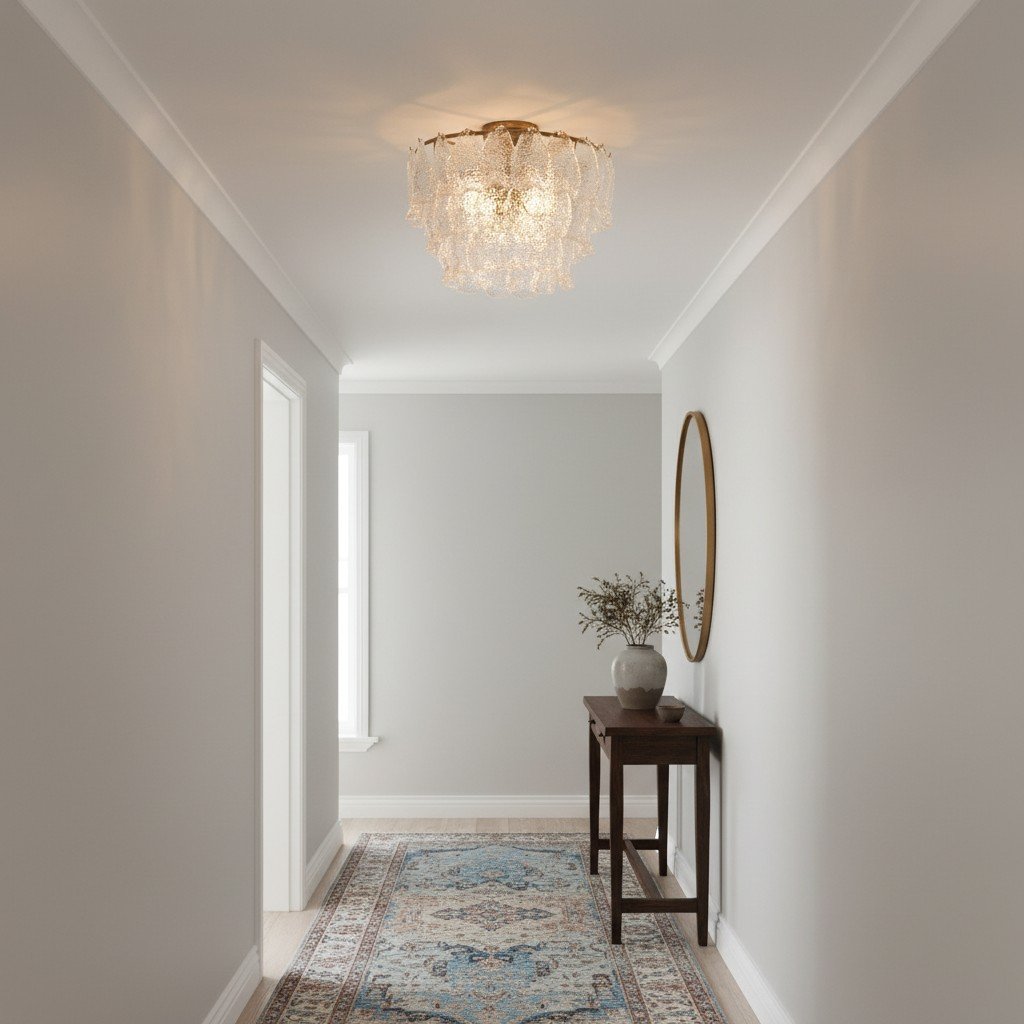 Lumvey Tiered Glass Flush Mount – Round Stacked Design for Modern Home