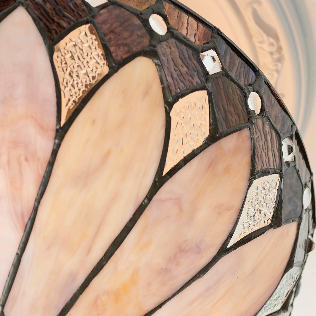 TF Brooklyn Tiffany Semi-flush Ceiling Light - Geometric Glass Shade for Hallways or Living Rooms