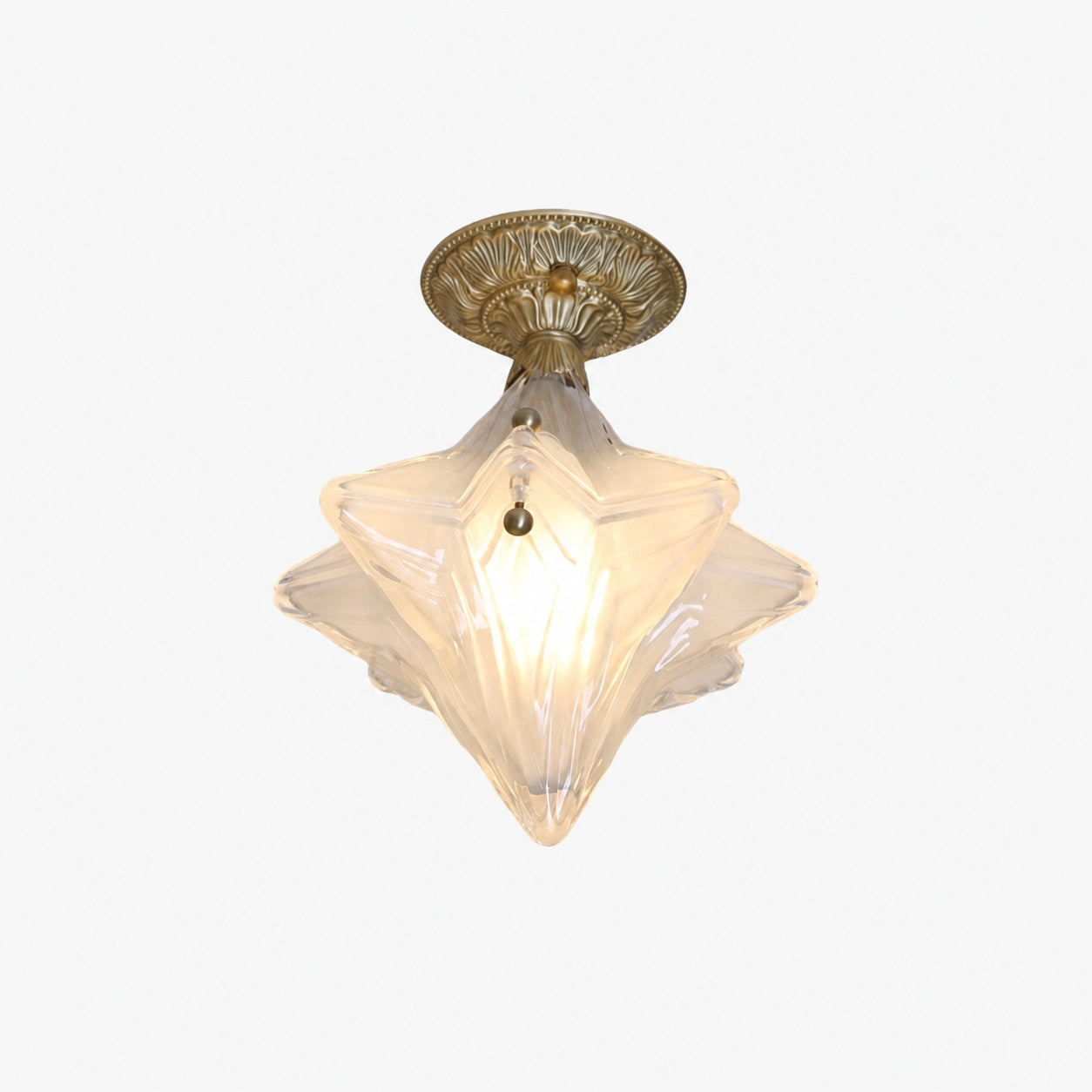 Art Deco Star Ceiling Lamp – Frosted Glass Fixture for Hallway & Entryway – Astris Ceres