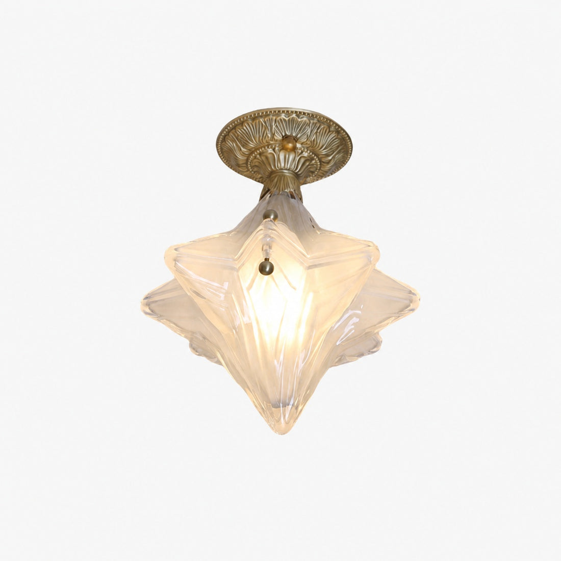Art Deco Star Ceiling Lamp – Frosted Glass Fixture for Hallway & Entryway – Astris Ceres
