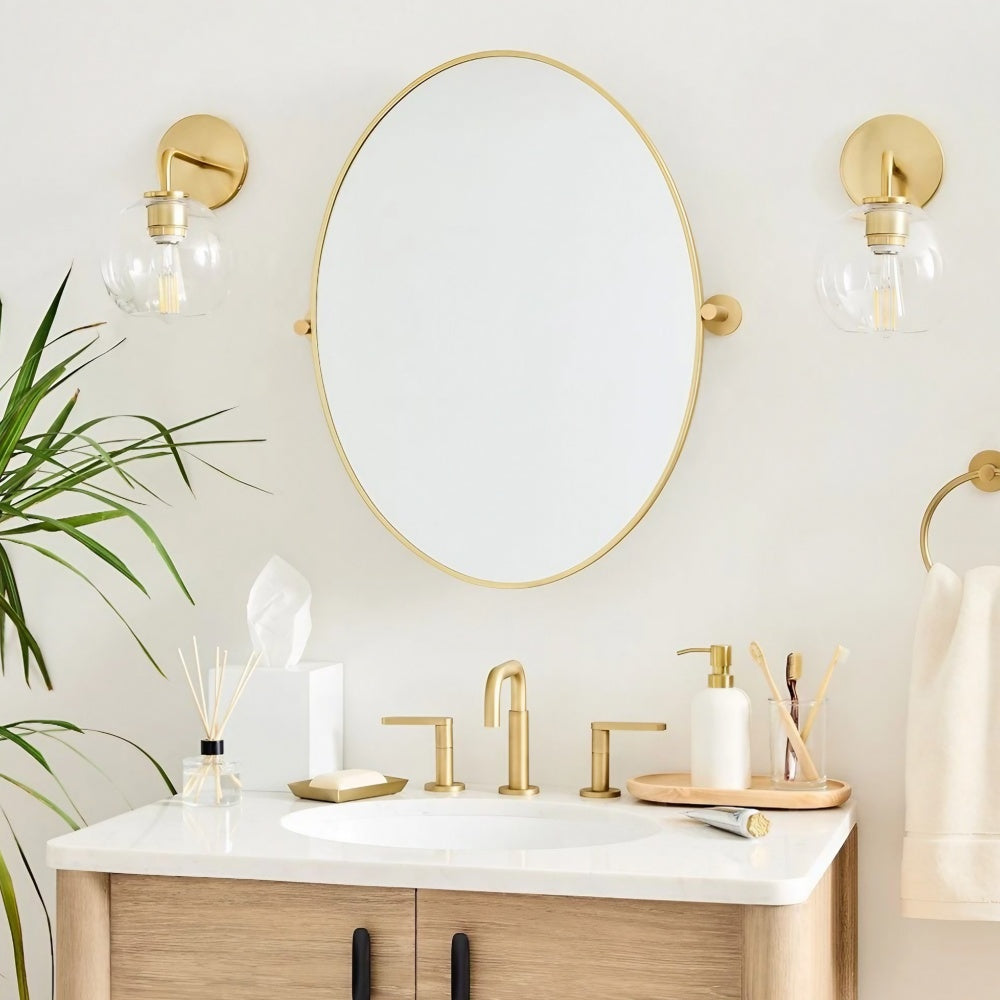 Sculptural Glass Geo Sconce - Modern Bathroom Mirror Globe Wall Light