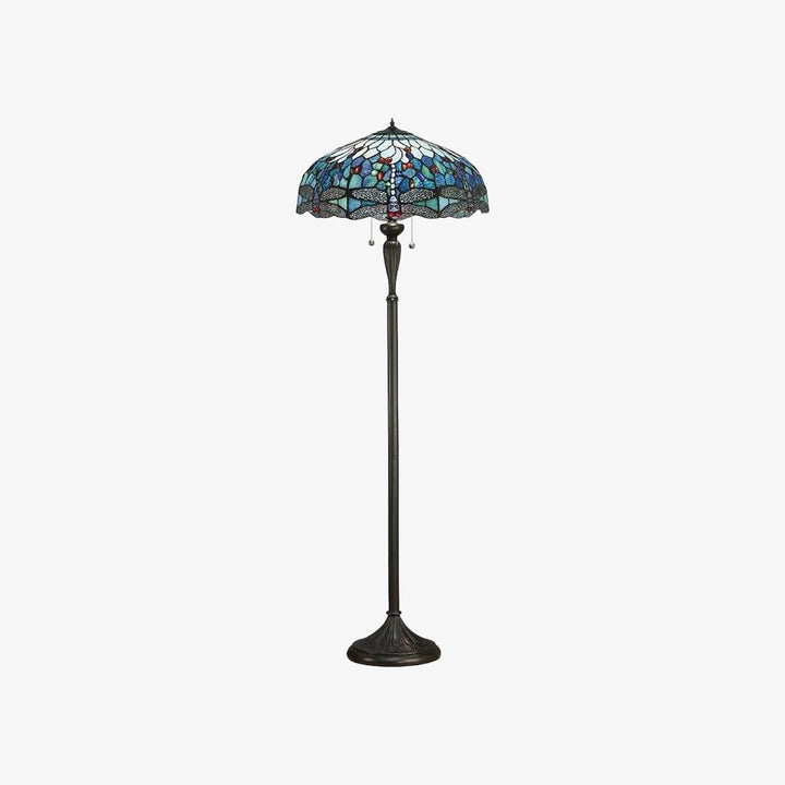TF Dragonfly Motif Floor Lamp – Vintage Stained-Glass for Living Rooms