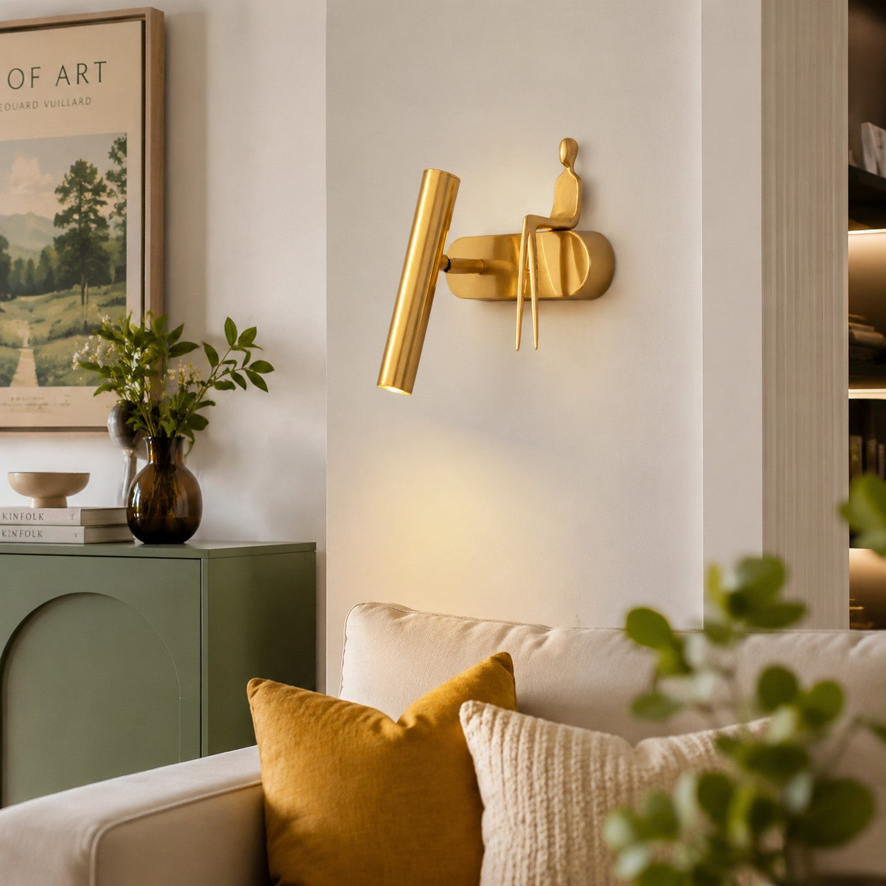 Wall sconce installed in a living room scene