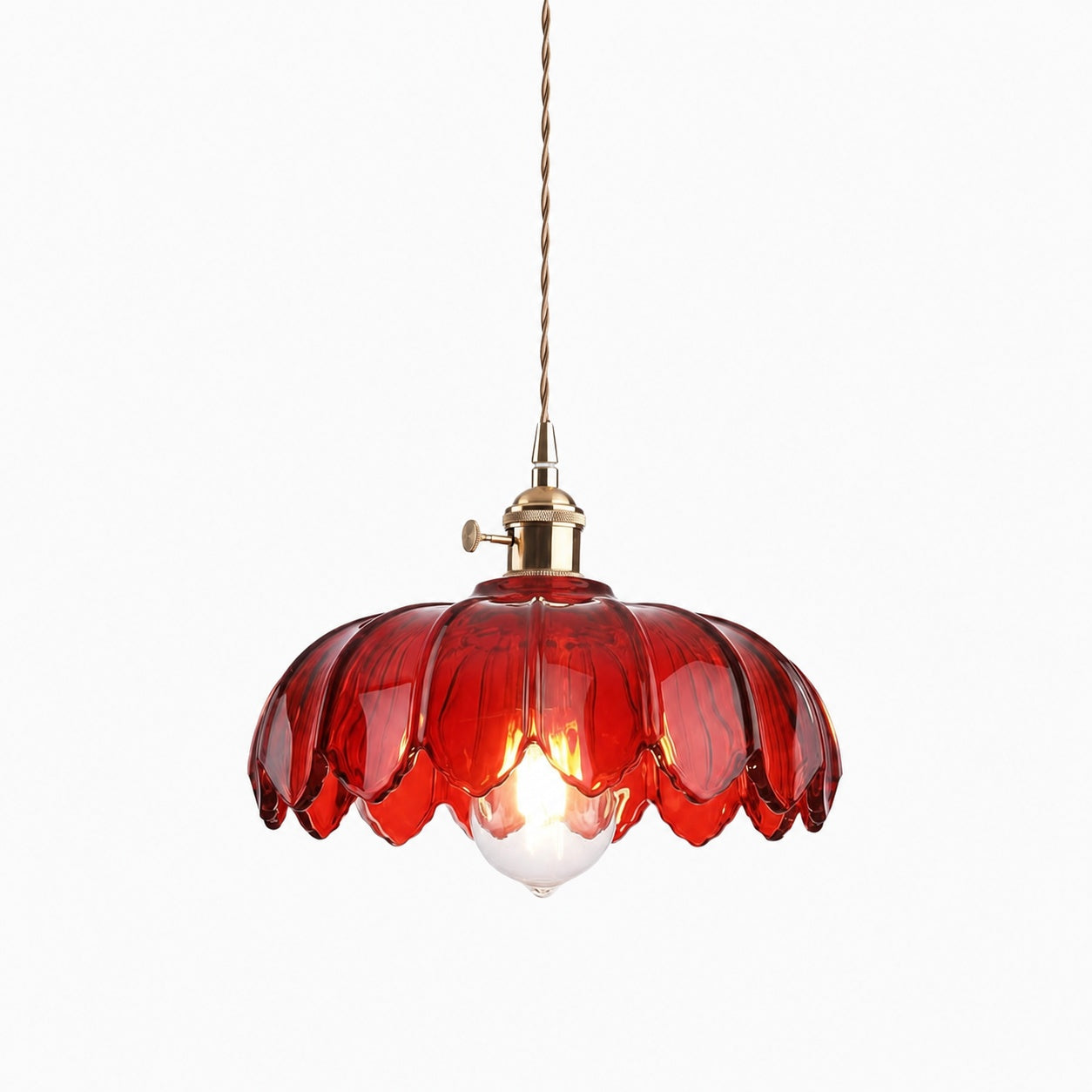 Petalbloom Rustic Tulip Glass Pendant Light – Floral Bud Design Hanging Lamp for Dining Area N58