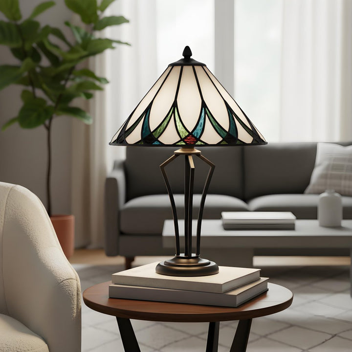 TF Allanton Water Ripple Glass Table Lamp - Classic Style for Living Room, Bedroom or Study