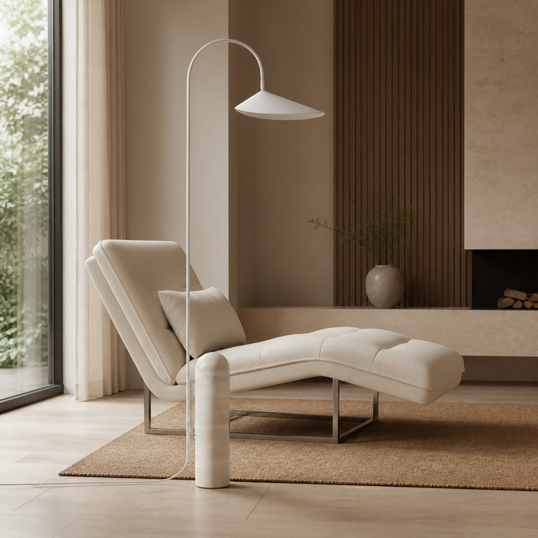 Nulavo Swivel Floor Lamp - Marble Base with Leaf-shaped Shade Modern Style for Living Room