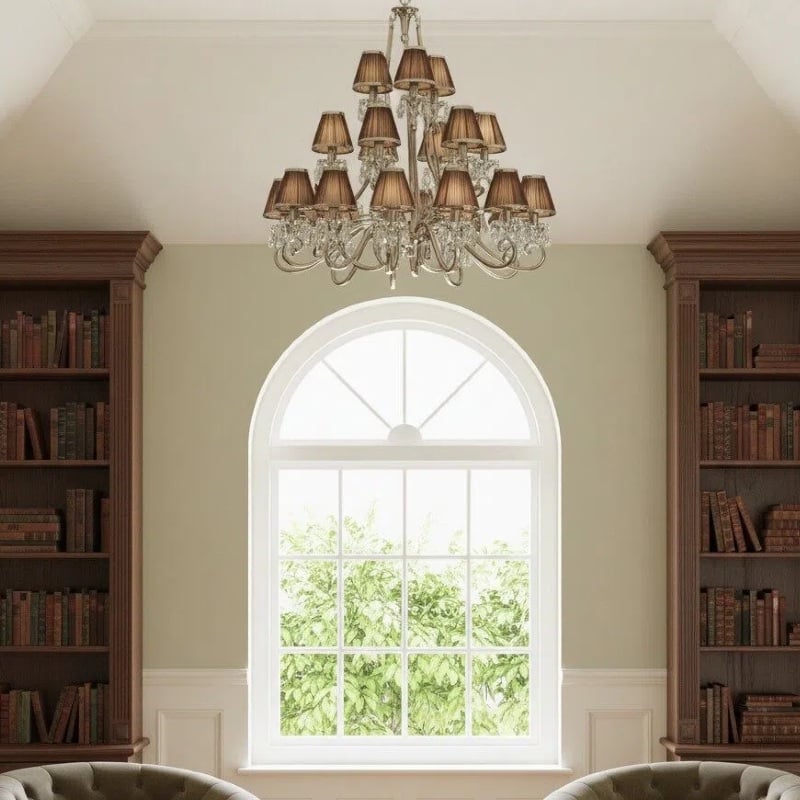 Talonis Multi-light Fabric Chandelier - Elegant Metal Curved Arms for Dining and Living