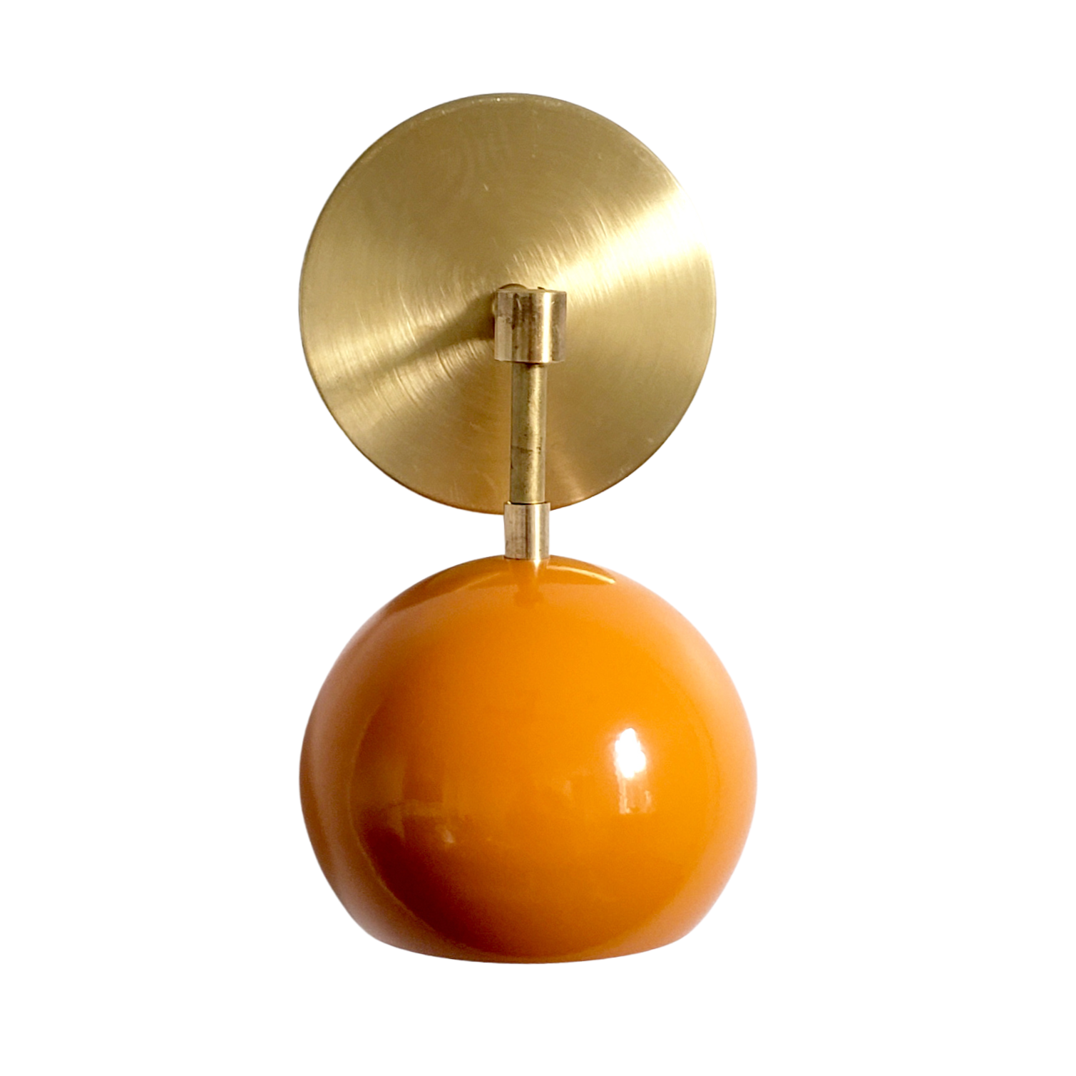 Mid Century Flame Orange Globe Wall Sconce - Modern Brass Or Chrome Light